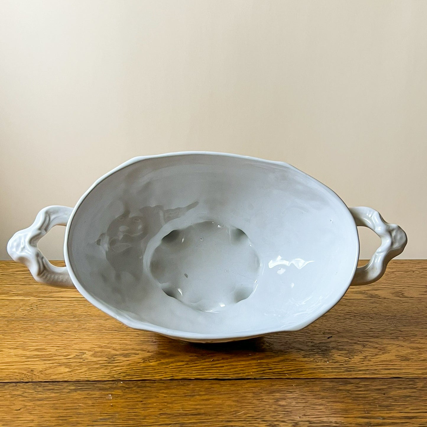 Vintage European White Porcelain Tureen with Floral Lid – Ornate Soup Serving Dish