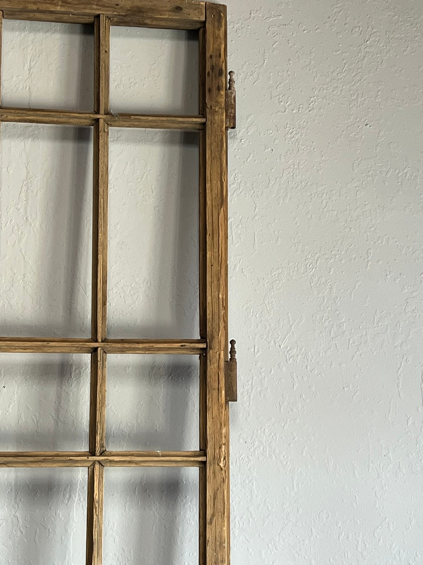 Vintage Hungarian Wood Window Frame – Rustic Farmhouse Architectural Salvage Decor