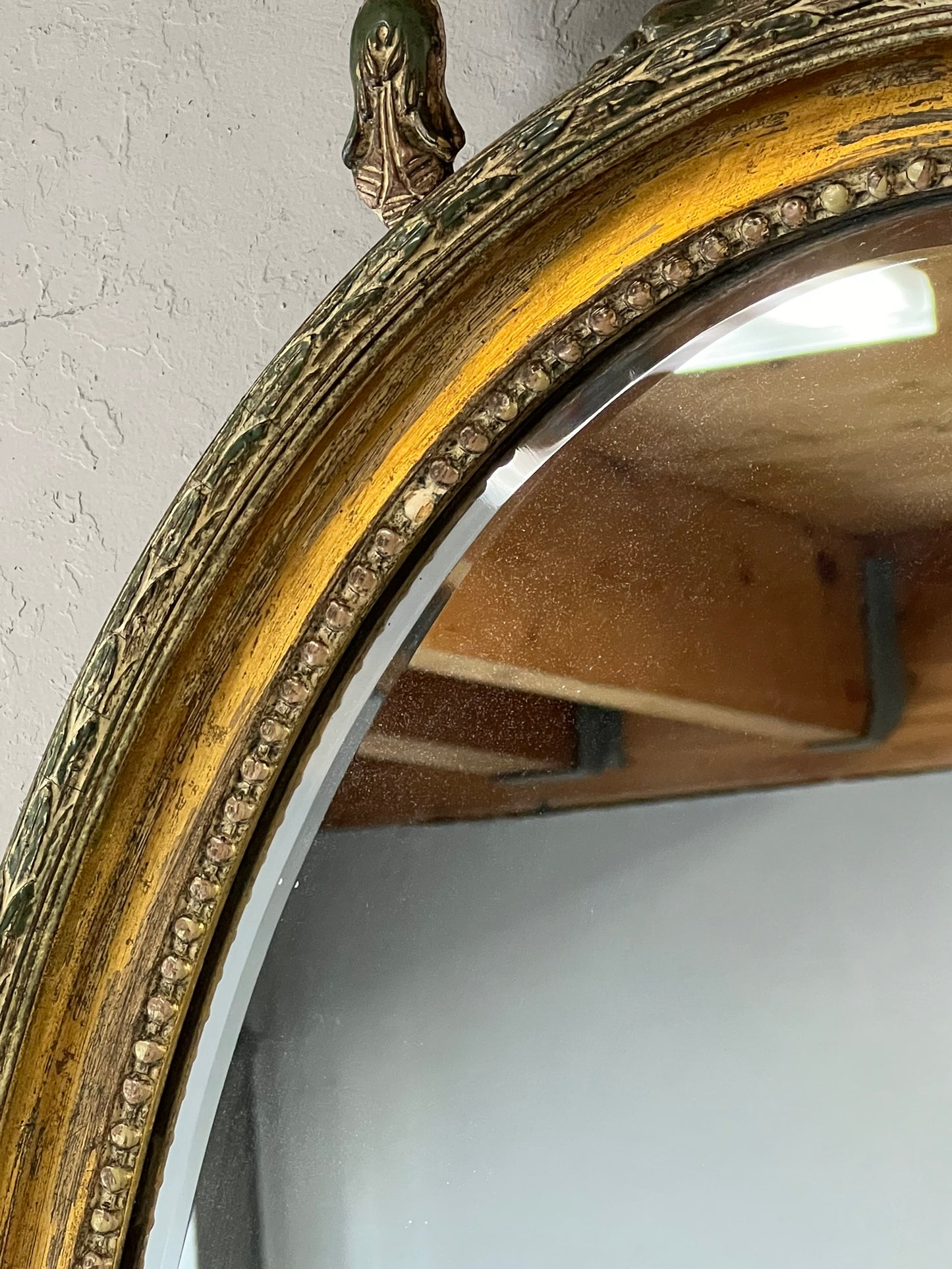 Vintage European Oval Beveled Wall Mirror – Antique Gold Oval Mirror