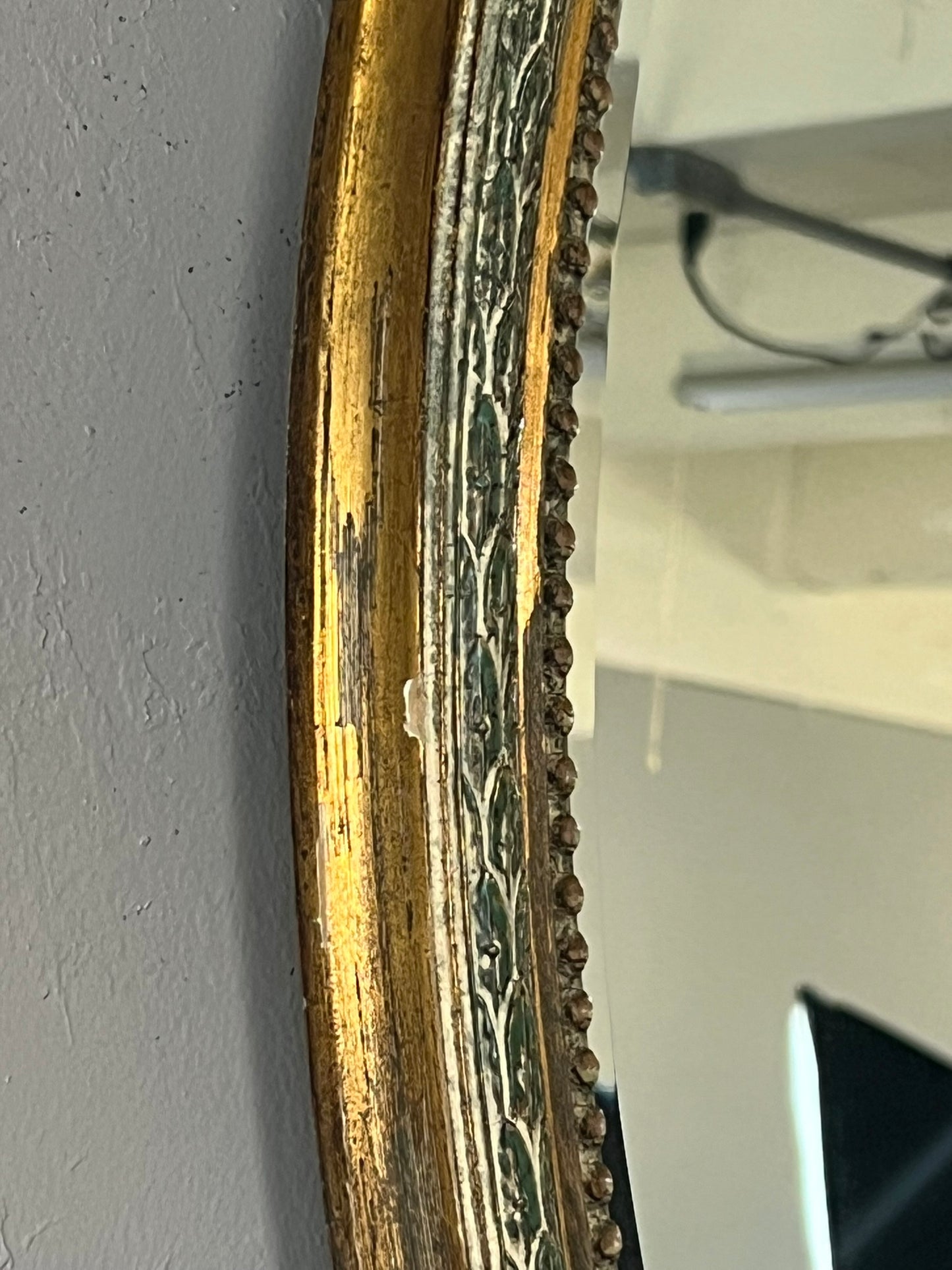 Vintage European Oval Beveled Wall Mirror – Antique Gold Oval Mirror