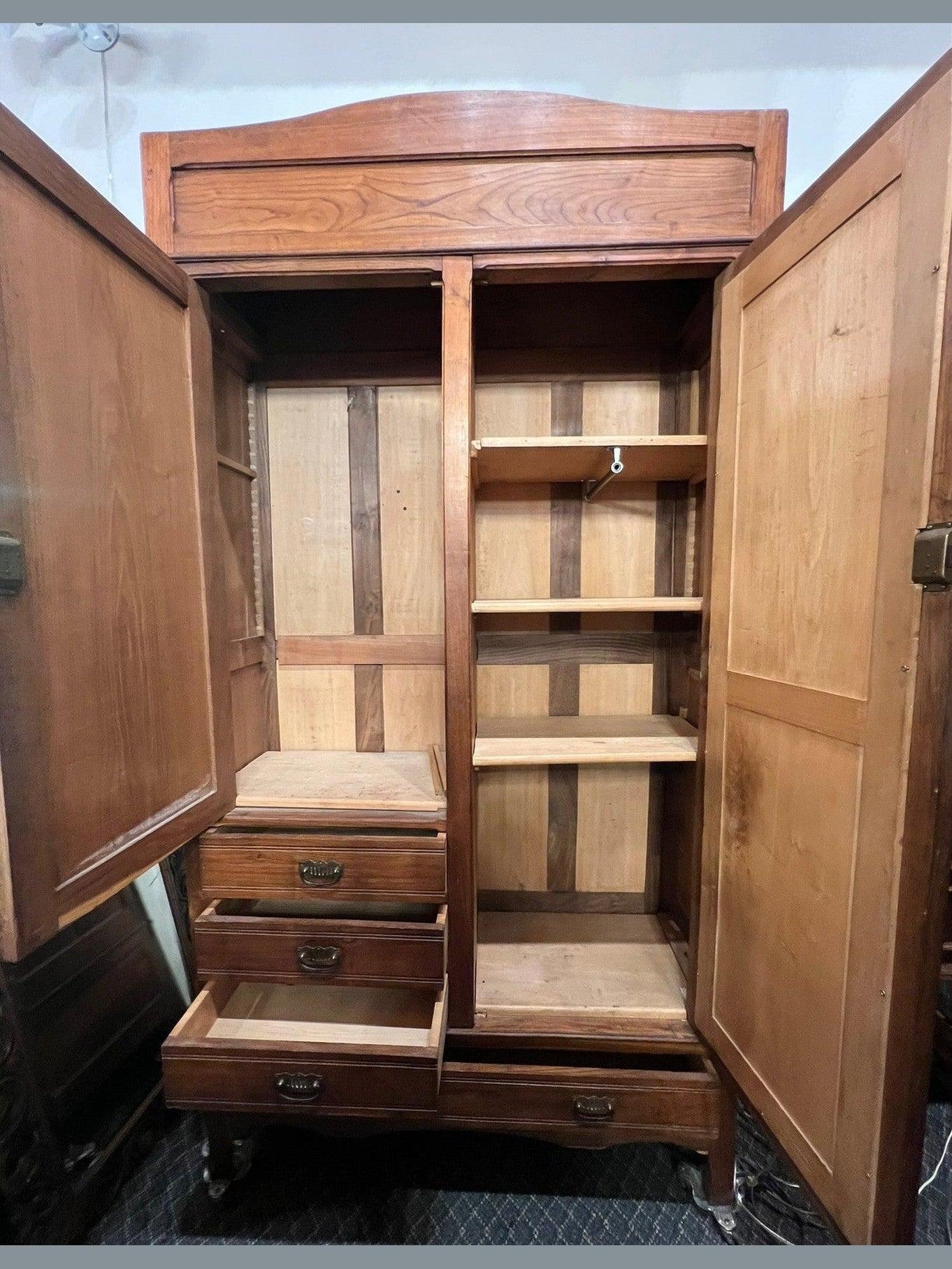 French Oak Art Nouveau Style Armoire