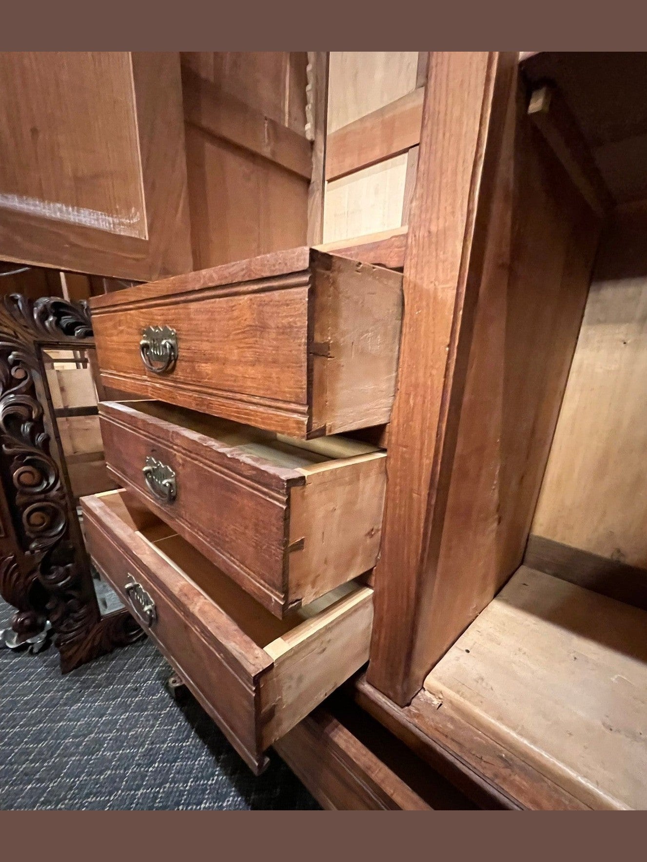 French Oak Art Nouveau Style Armoire