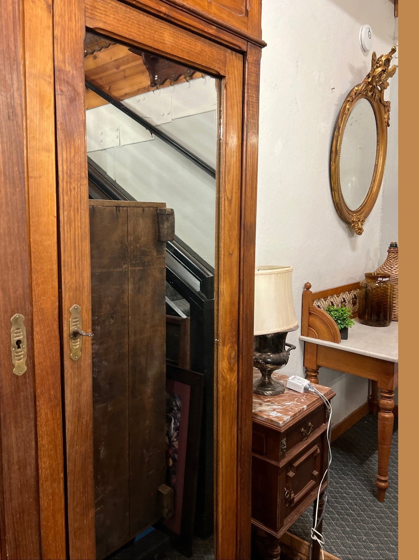 French Oak Art Nouveau Style Armoire