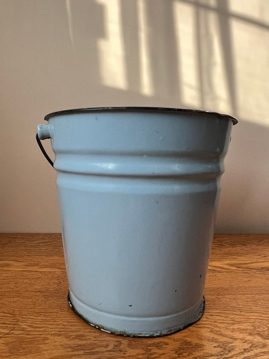 Vintage Hungarian Robin Egg Blue Enamel Bucket