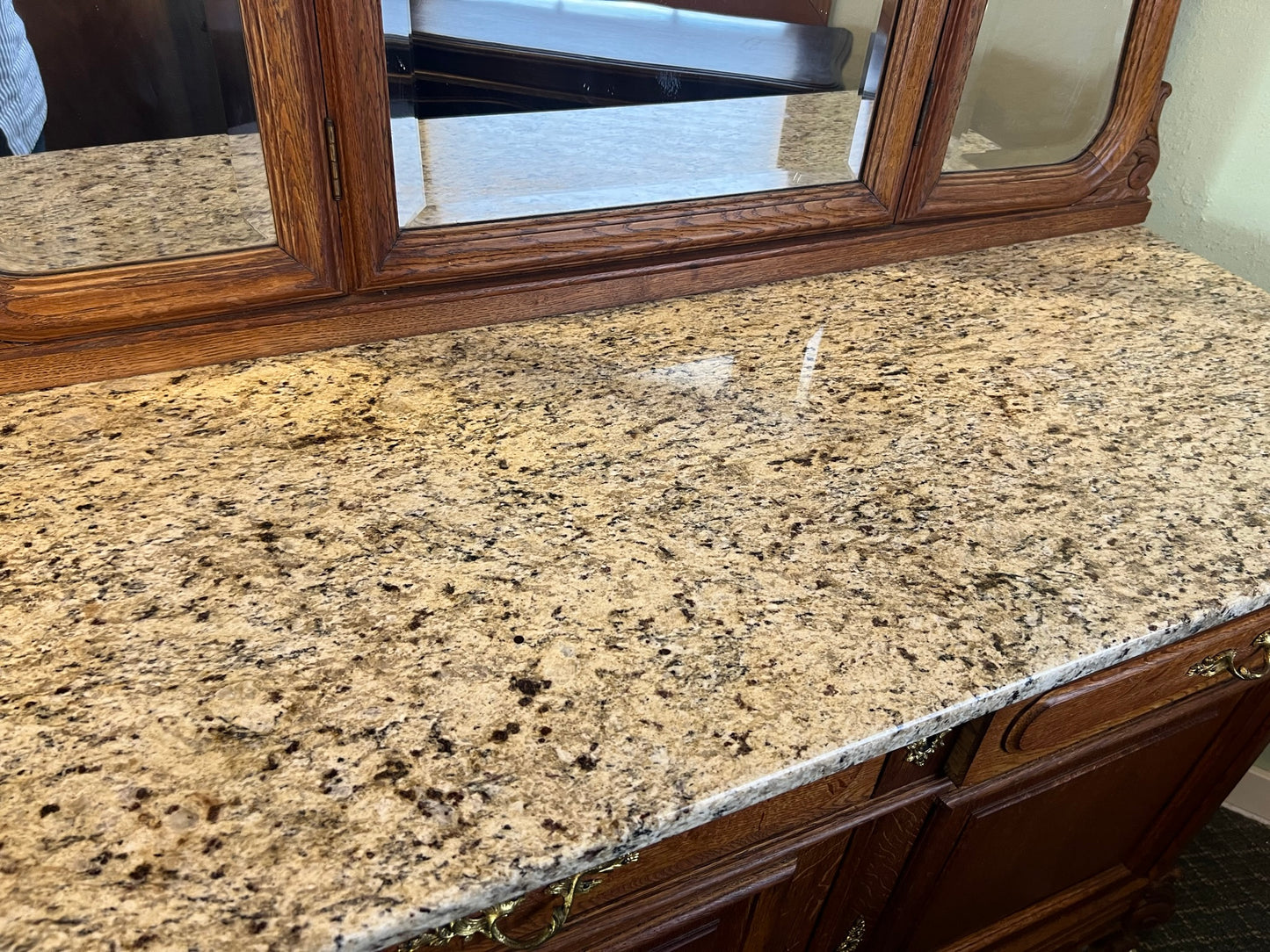 Belgian Oak Dresser with Beveled Mirror