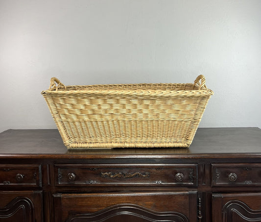 Vintage European Wicker Laundry Basket with Twisted Handles - Extra Large #6303