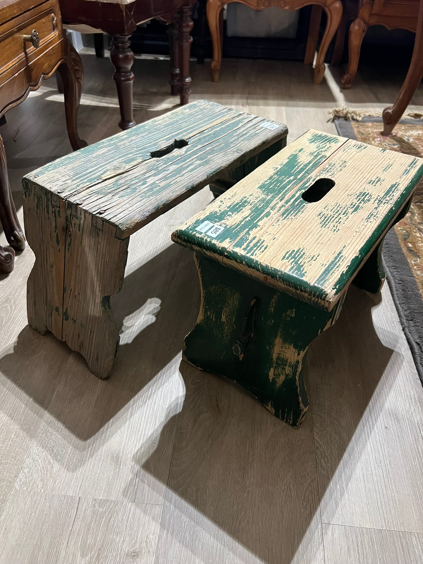 Vintage Hungarian Pine Stools