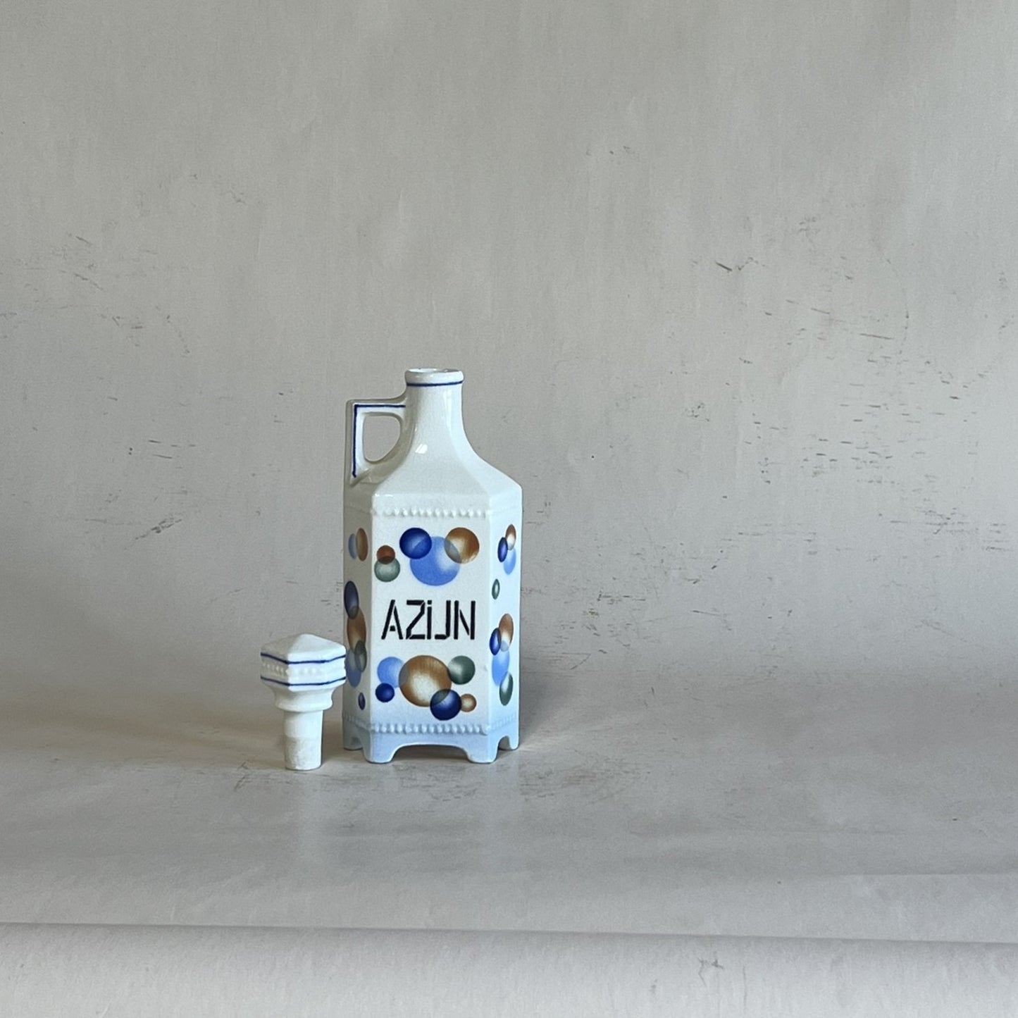 Antique Belgian Art Deco Porcelain Spice Jar Set – 10-Piece Kitchen Storage