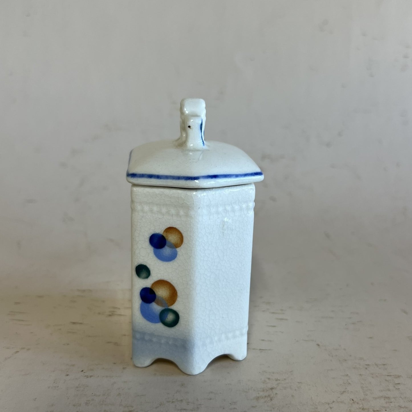 Antique Belgian Art Deco Porcelain Spice Jar Set – 10-Piece Kitchen Storage