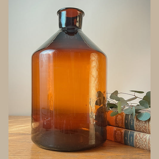 Vintage French Amber Glass Apothecary Bottle