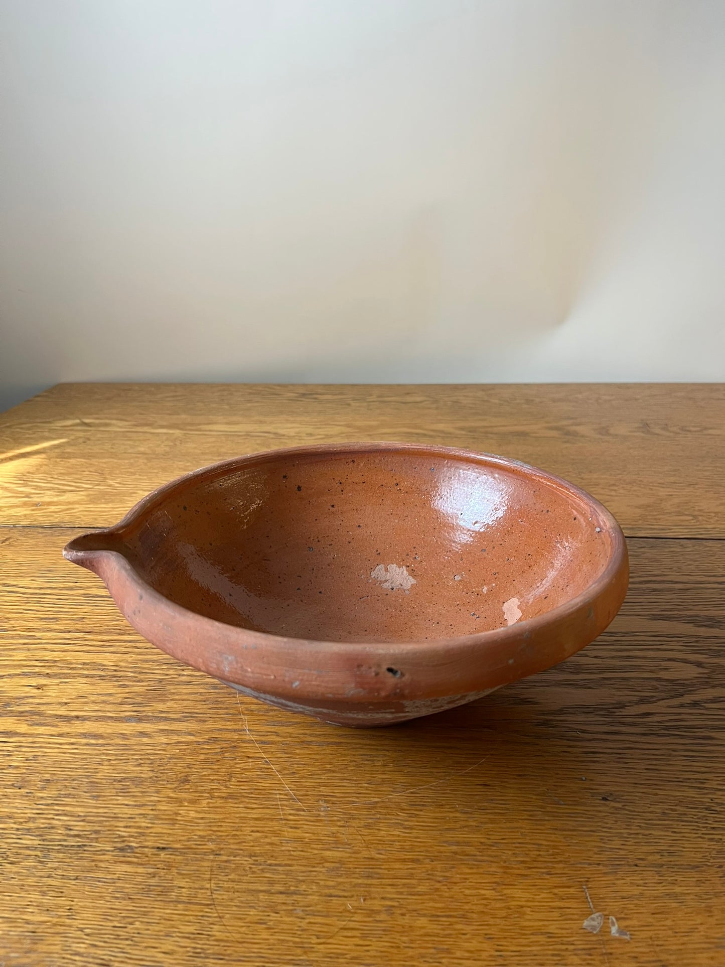 French Red Glazed Terracotta Cream Separating Bowl #13