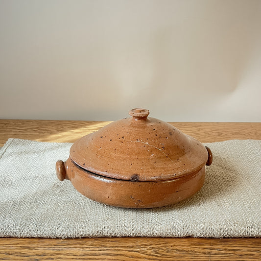 French Red Glazed Terracotta Bowl with Lid #04