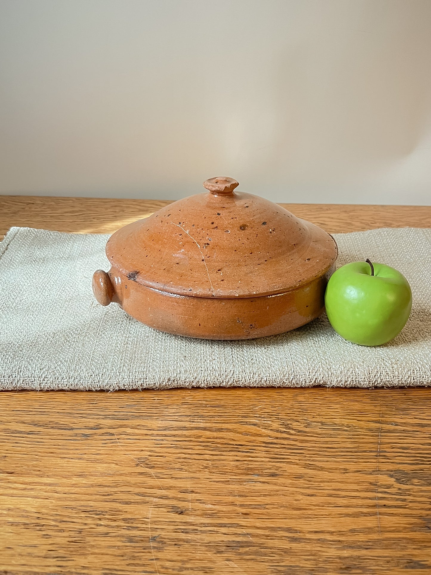 French Red Glazed Terracotta Bowl with Lid #04
