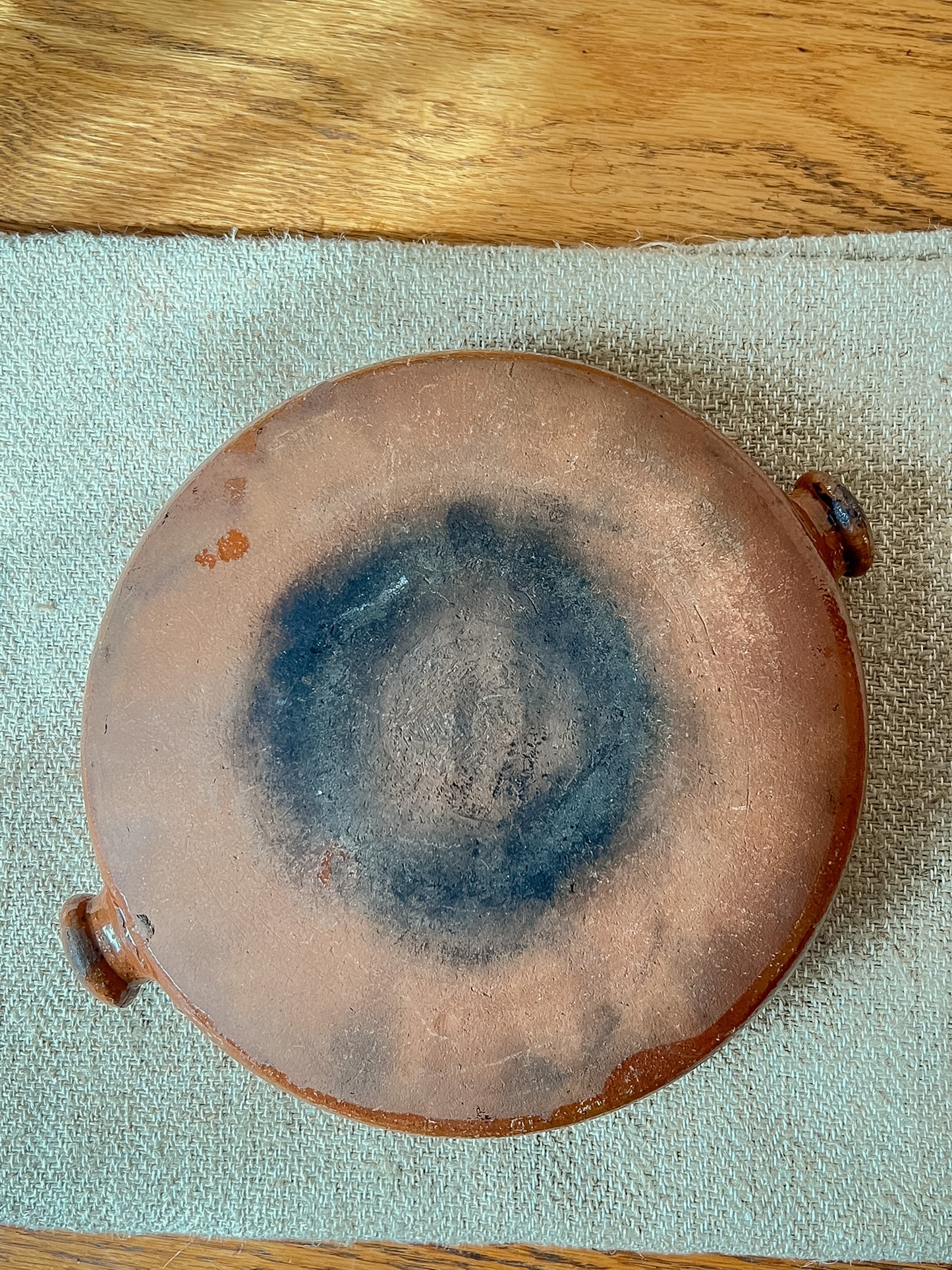 French Red Glazed Terracotta Bowl with Lid #04