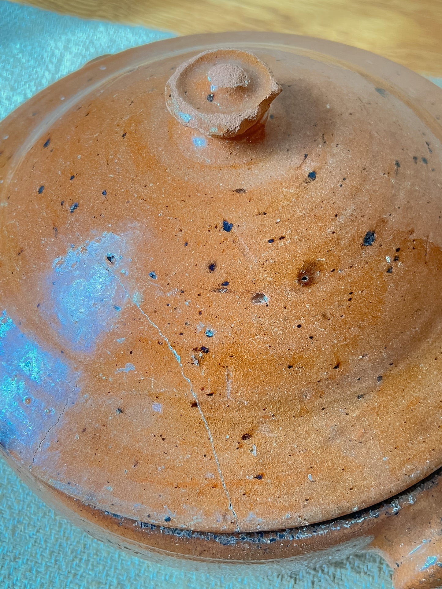 French Red Glazed Terracotta Bowl with Lid #04