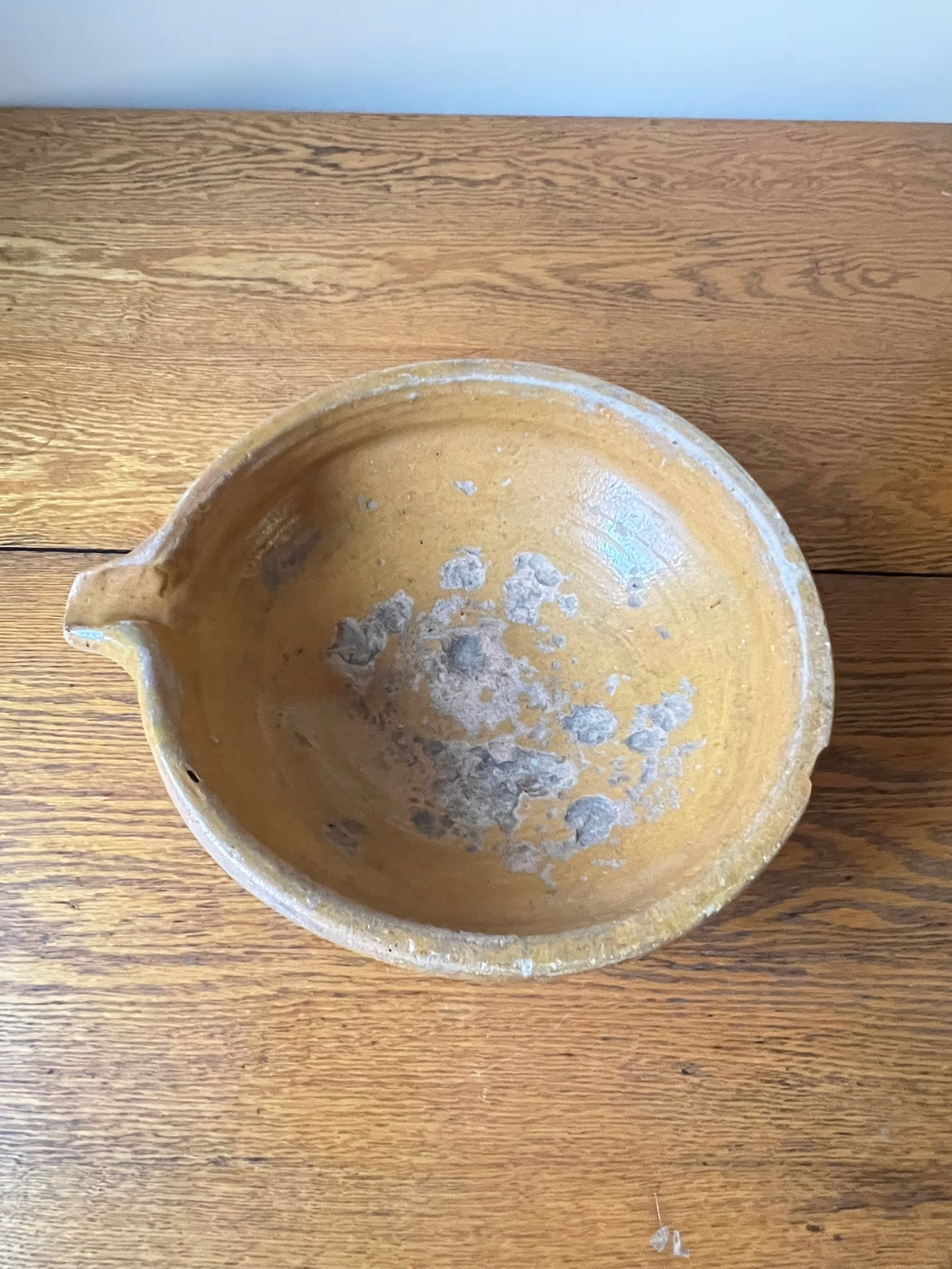 French Mustard Glazed Terracotta Cream Separating Bowl #15
