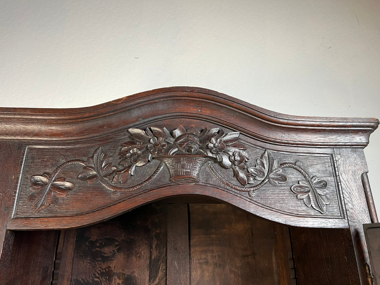 French Normandy Oak Bonnetière Armoire