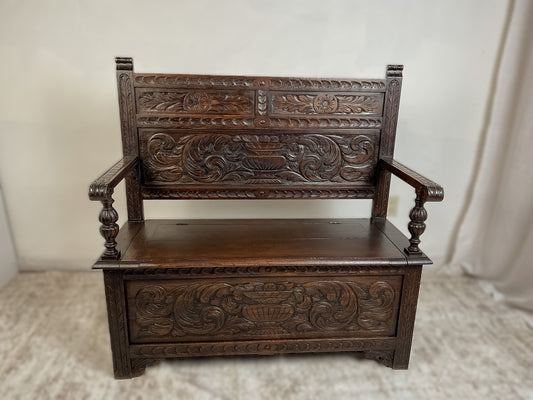 Antique French Normandy Oak Bench Chest