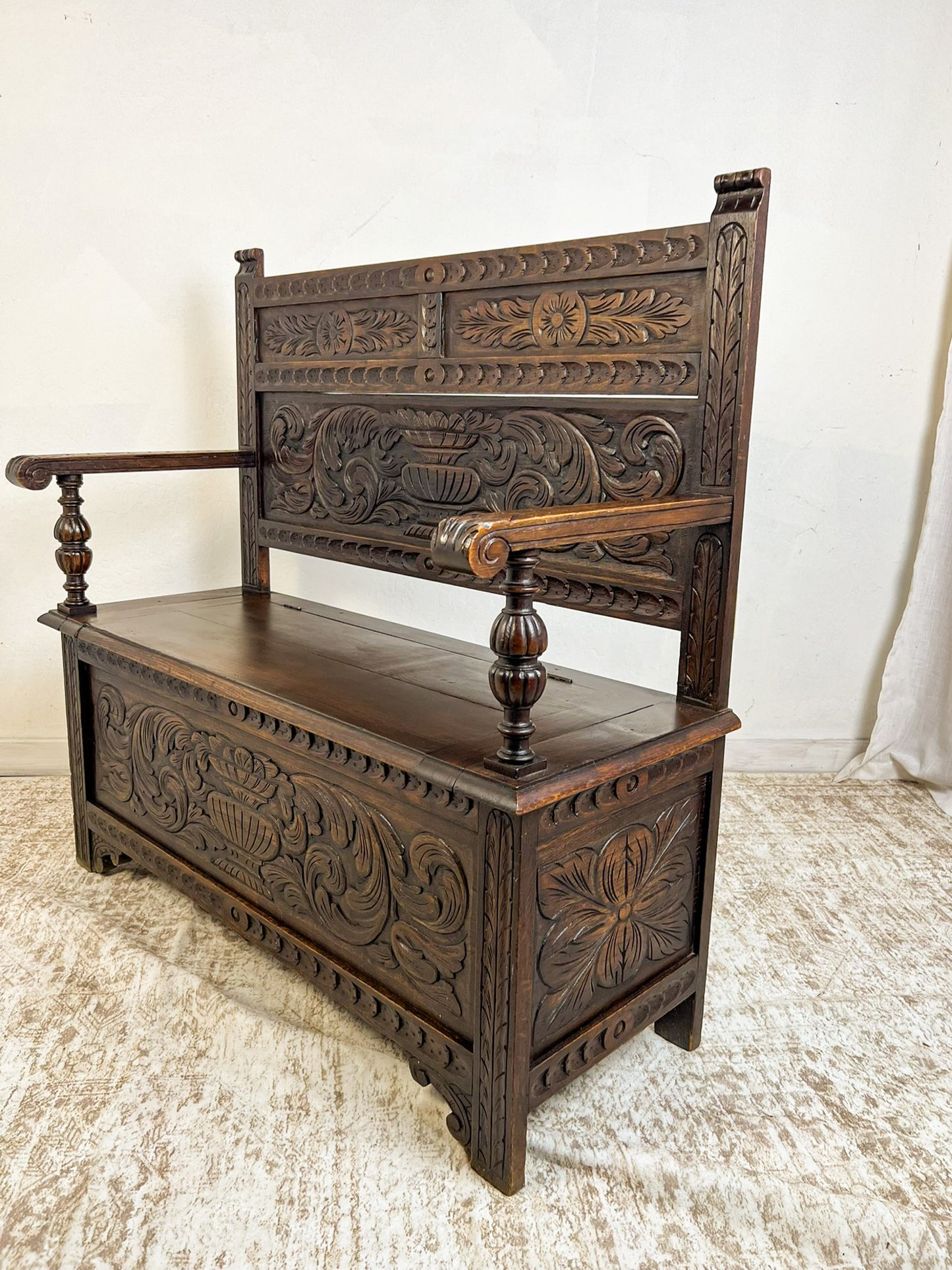 Antique French Normandy Oak Bench Chest