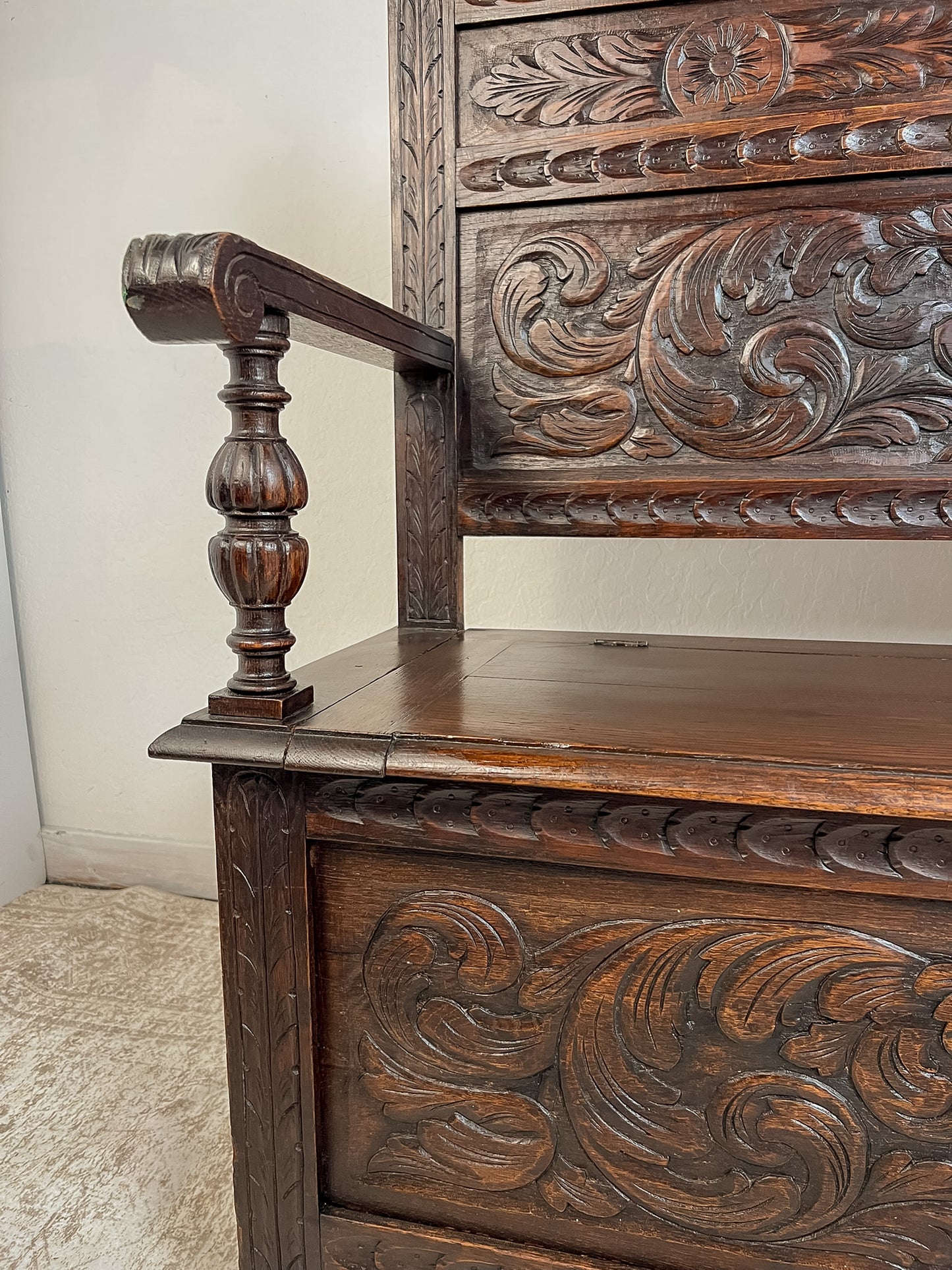 Antique French Normandy Oak Bench Chest