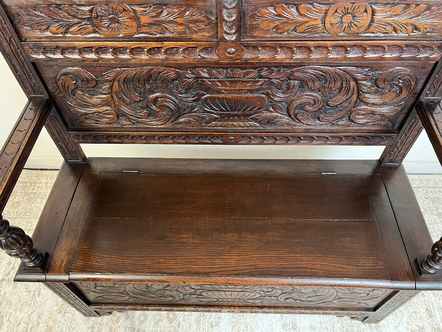 Antique French Normandy Oak Bench Chest