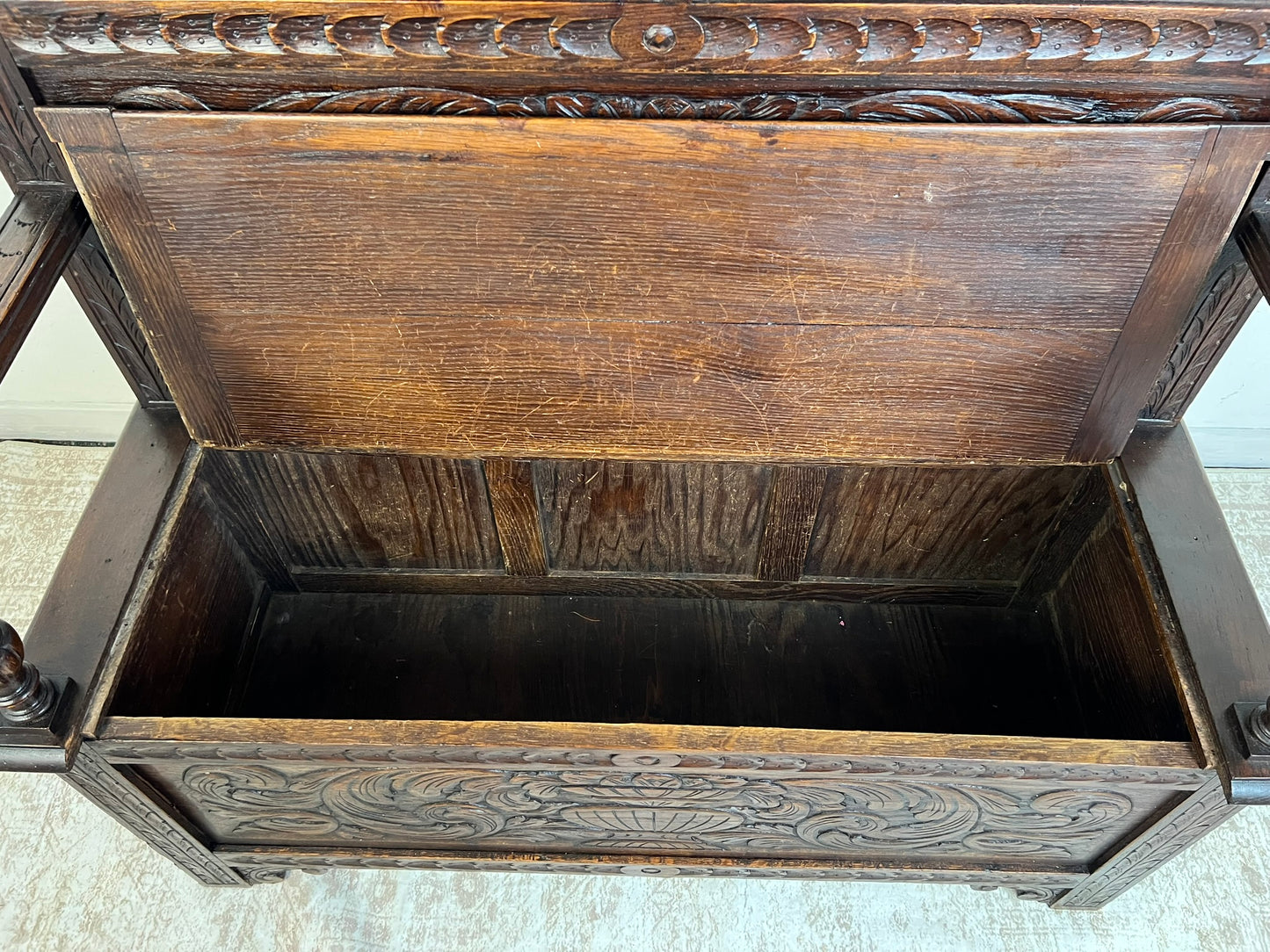 Antique French Normandy Oak Bench Chest