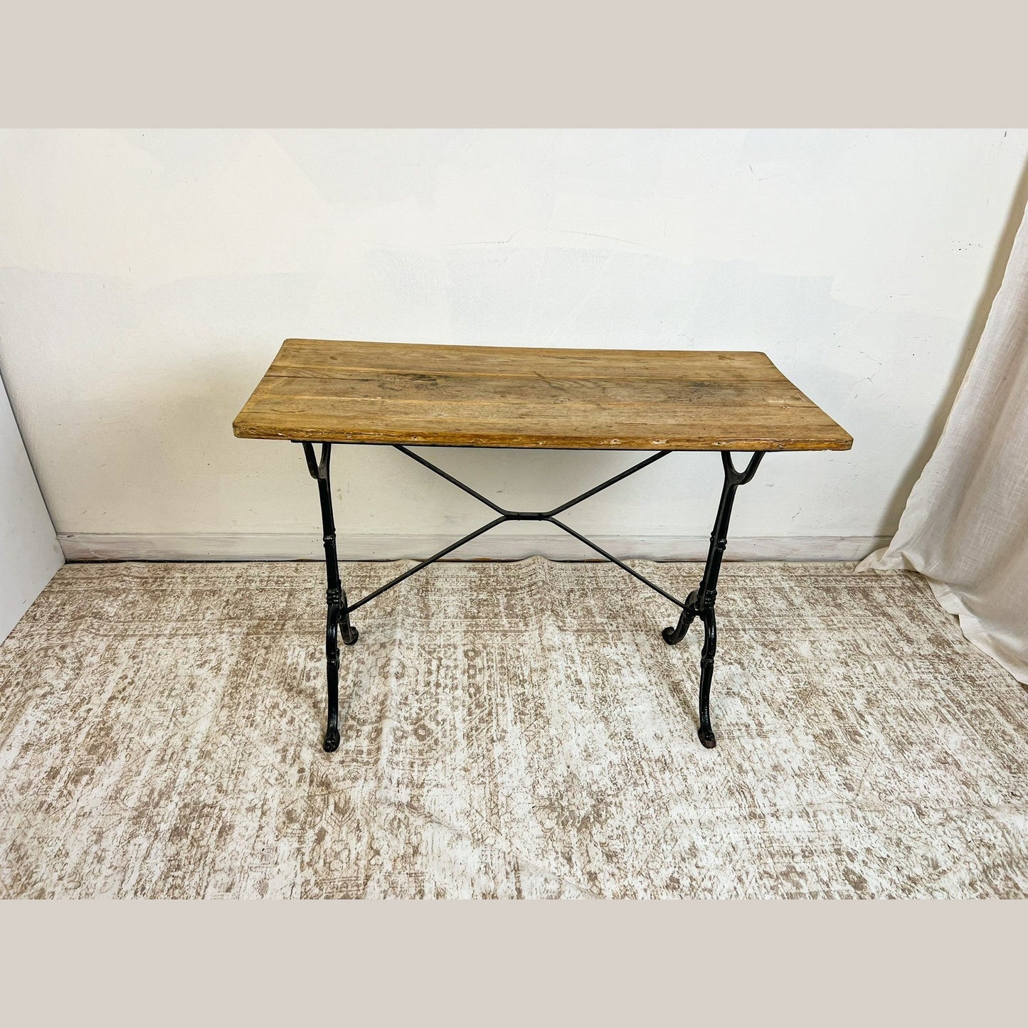 Vintage French Oak and Cast Iron Console Table