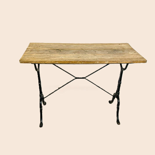 Vintage French Oak and Cast Iron Console Table