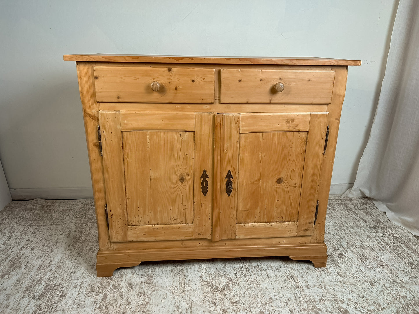 Rustic German Pine Sideboard Cabinet