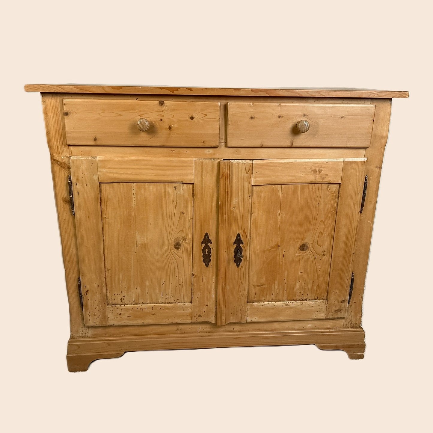 Rustic German Pine Sideboard Cabinet