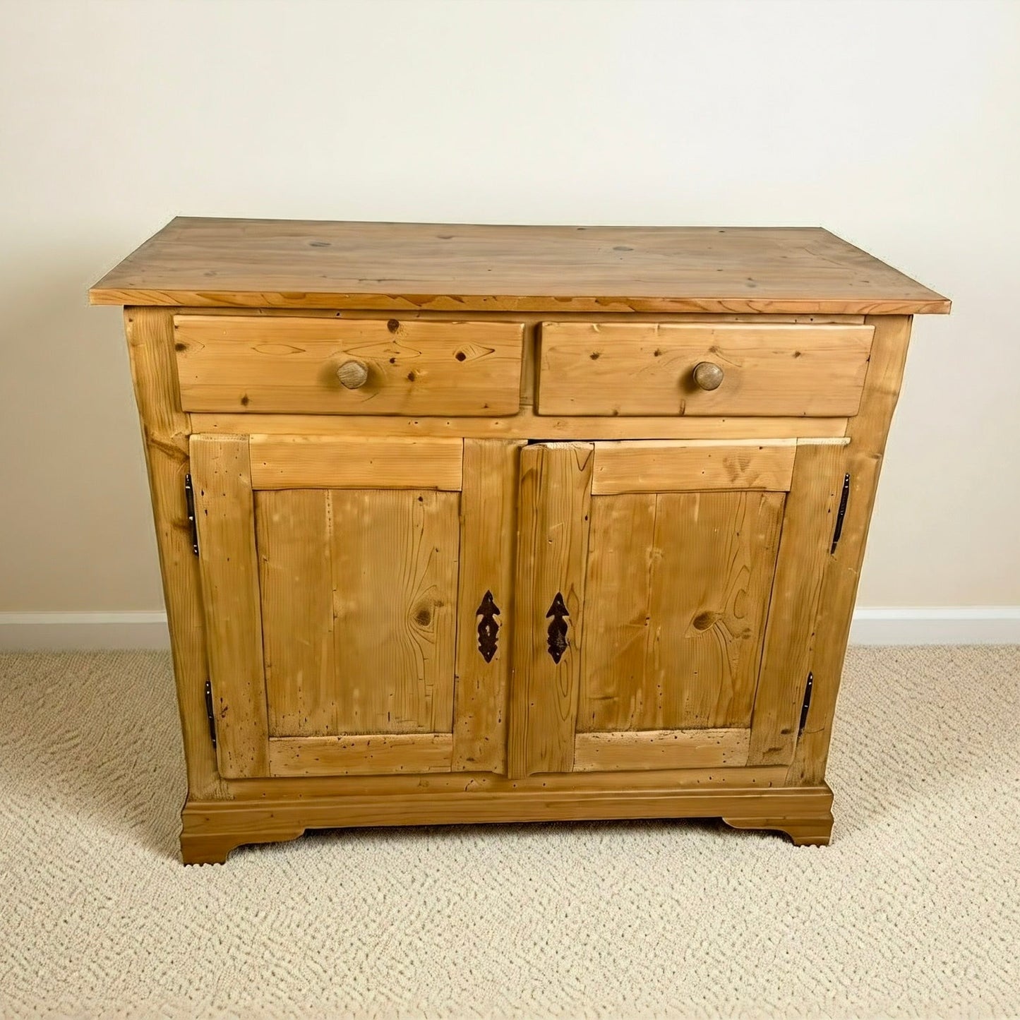 Rustic German Pine Sideboard Cabinet