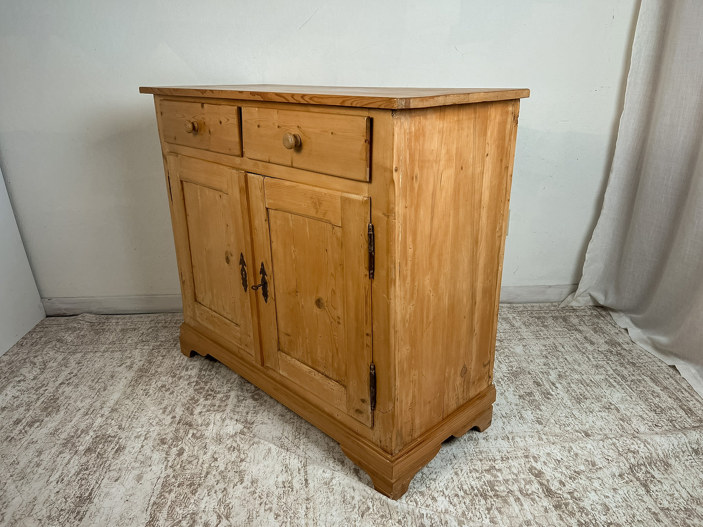 Rustic German Pine Sideboard Cabinet