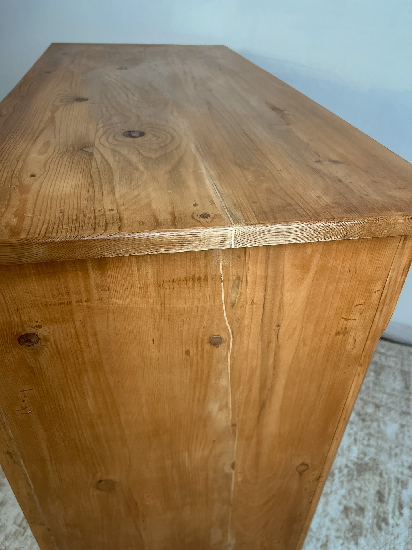 Rustic German Pine Sideboard Cabinet