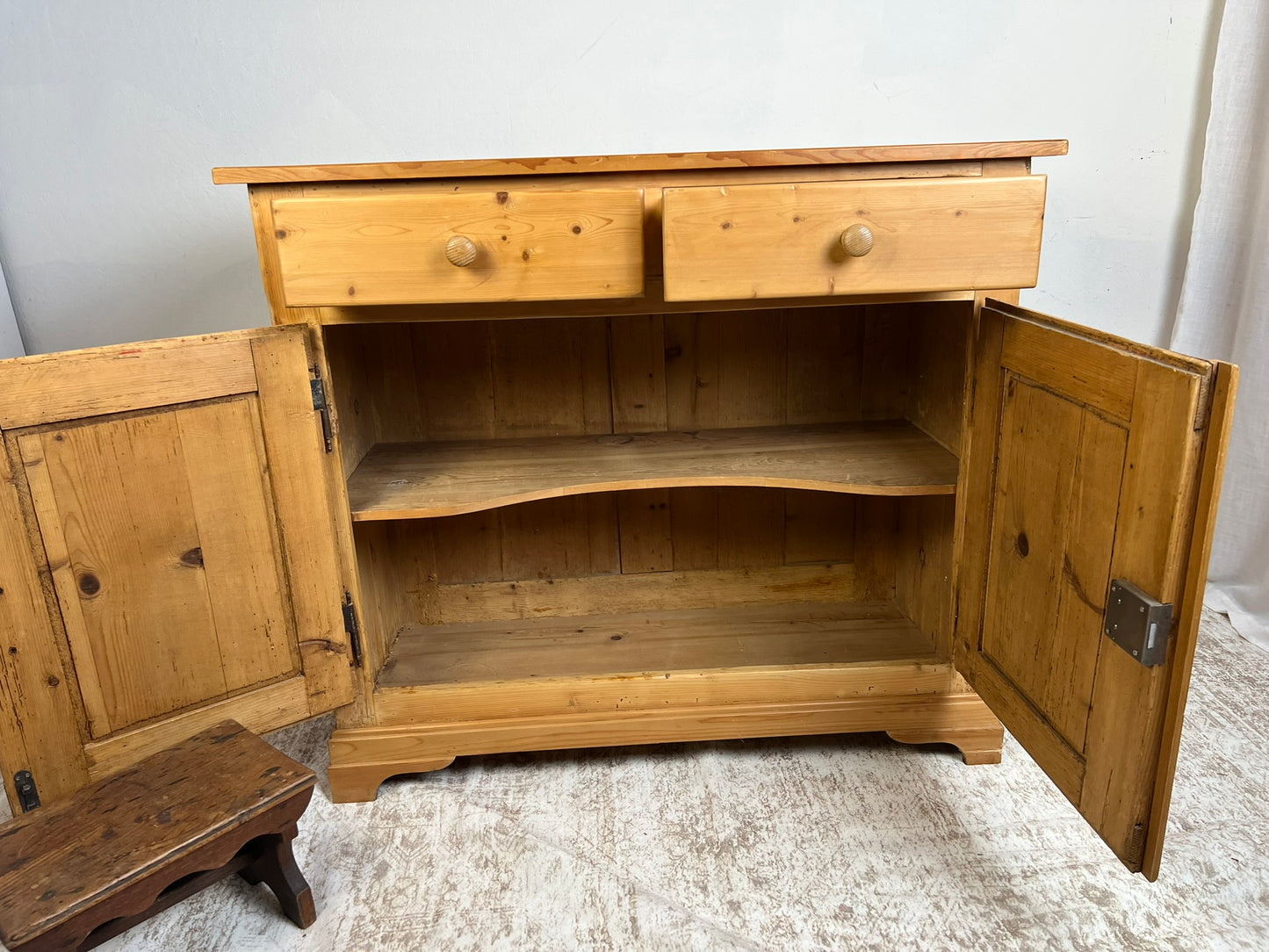 Rustic German Pine Sideboard Cabinet