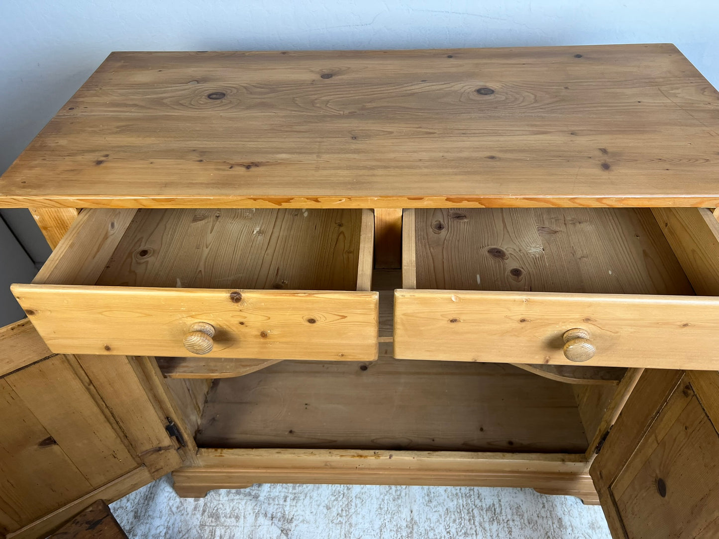 Rustic German Pine Sideboard Cabinet
