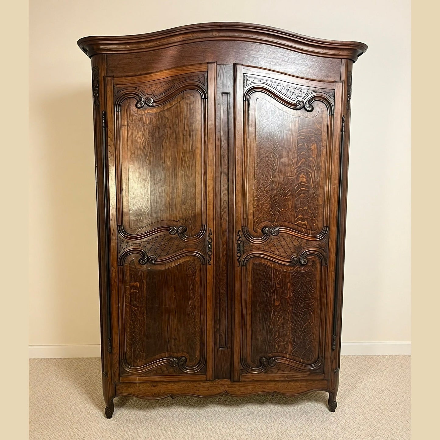 French Provincial Oak Armoire, Circa 1900