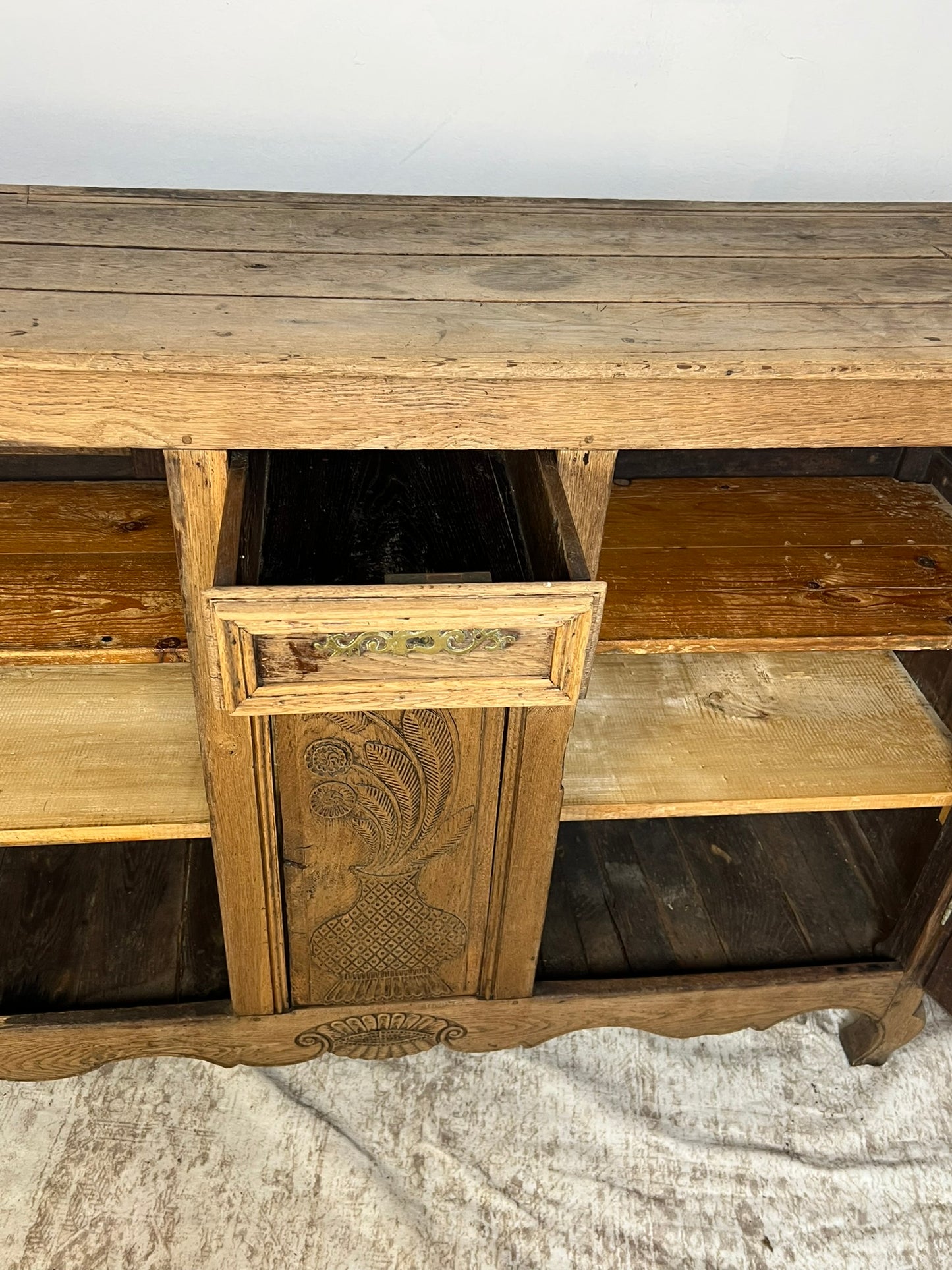 Antique French Provincial Oak Buffet #200