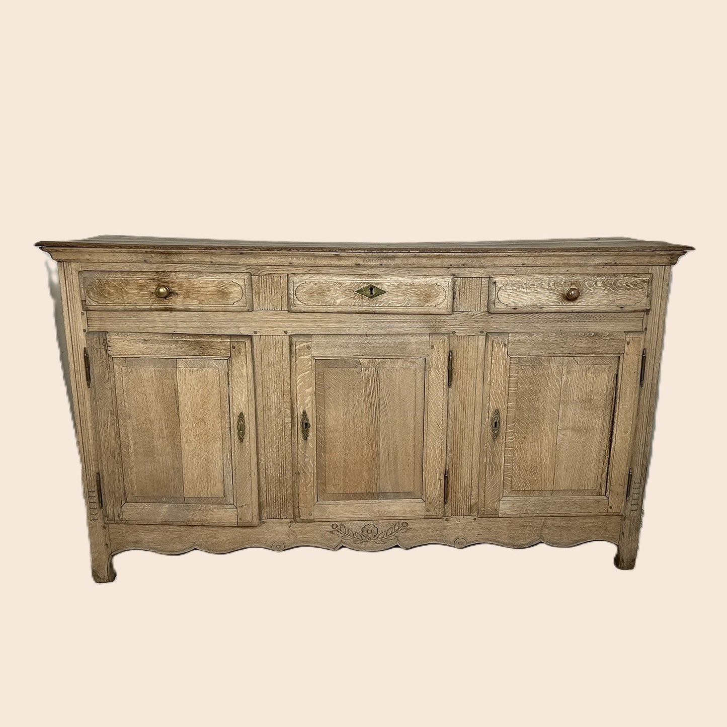 Antique French Bleached Oak Raised Panel Buffet
