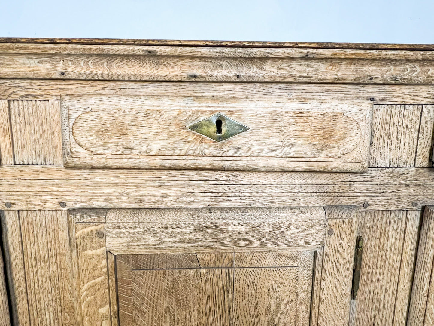 Antique French Bleached Oak Raised Panel Buffet