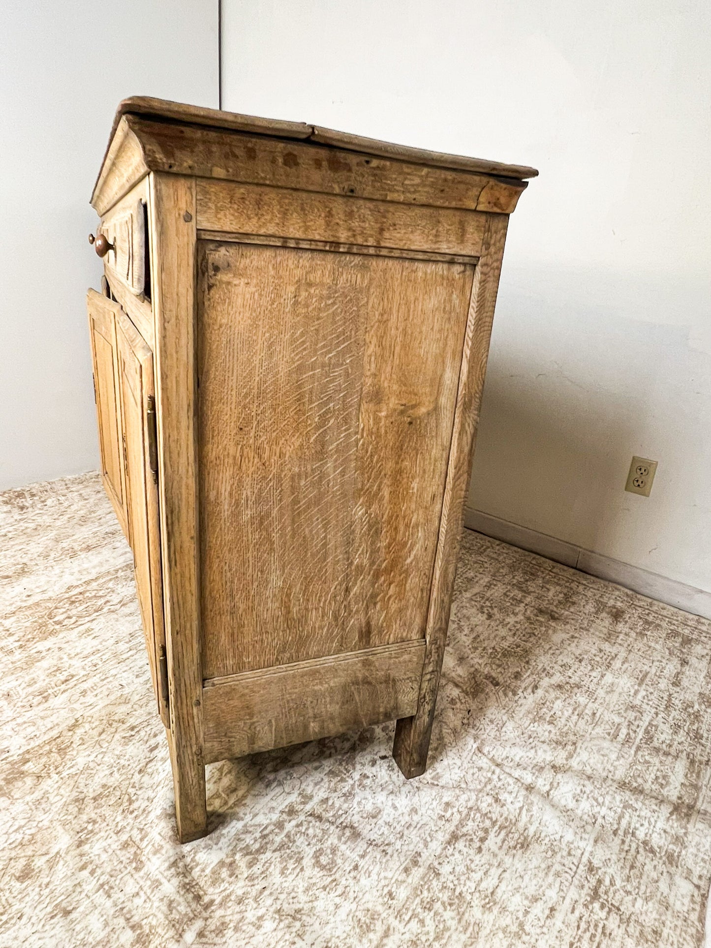 Antique French Bleached Oak Raised Panel Buffet