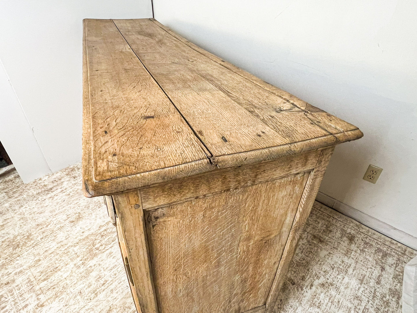 Antique French Bleached Oak Raised Panel Buffet