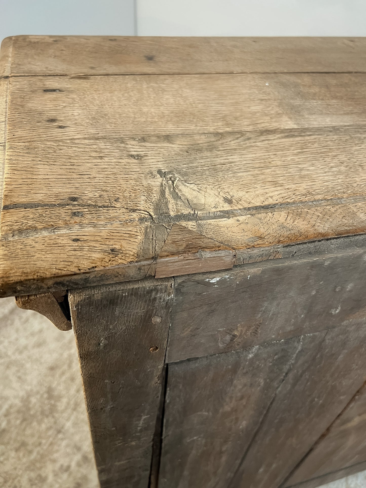 Antique French Bleached Oak Raised Panel Buffet