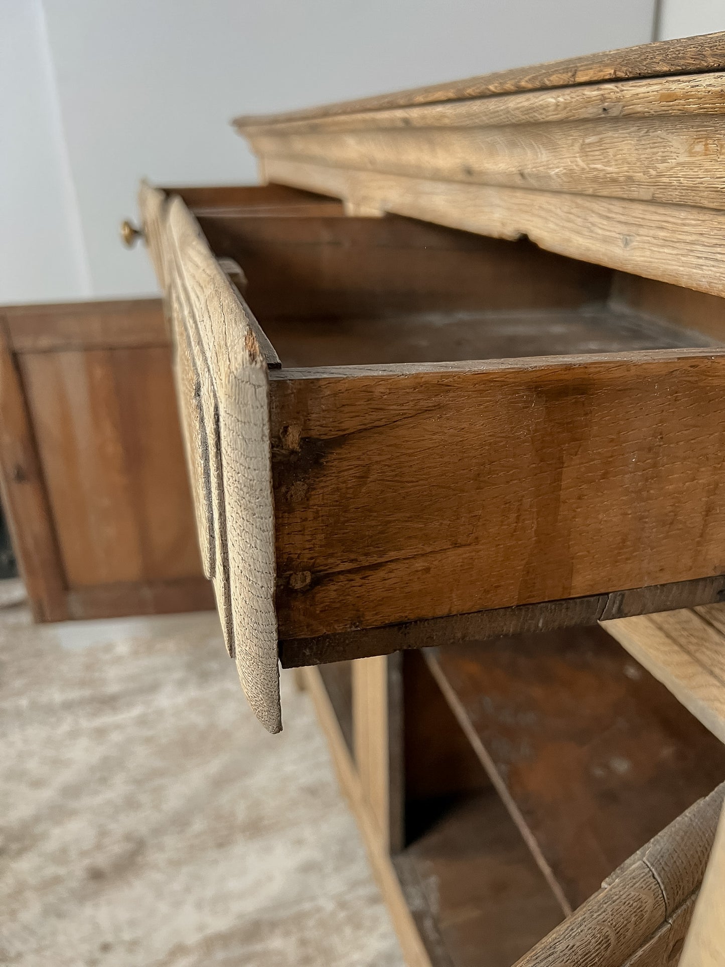 Antique French Bleached Oak Raised Panel Buffet