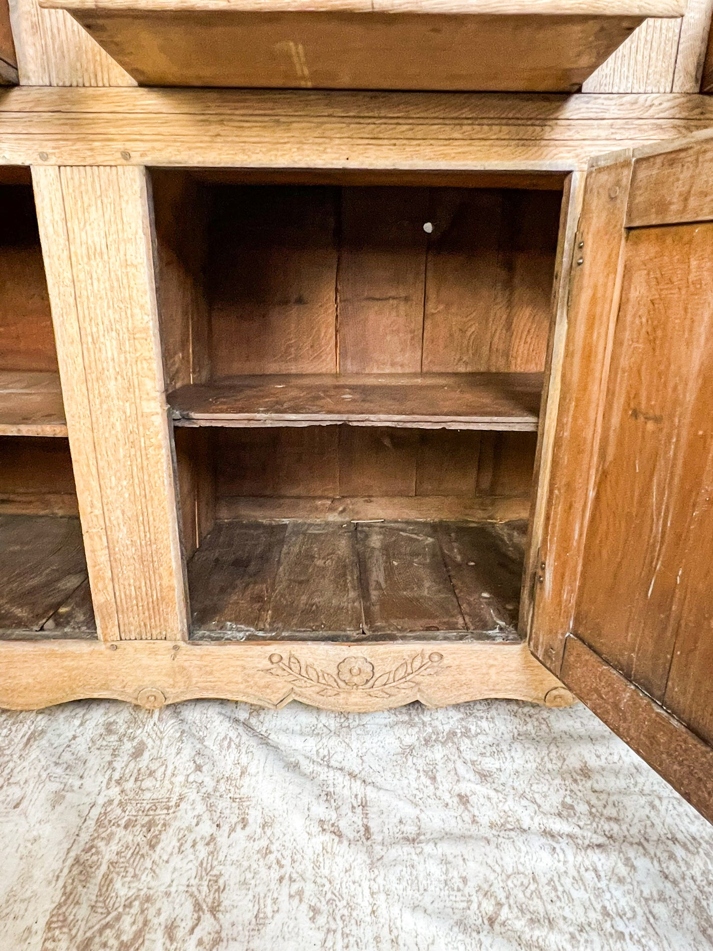 Antique French Bleached Oak Raised Panel Buffet