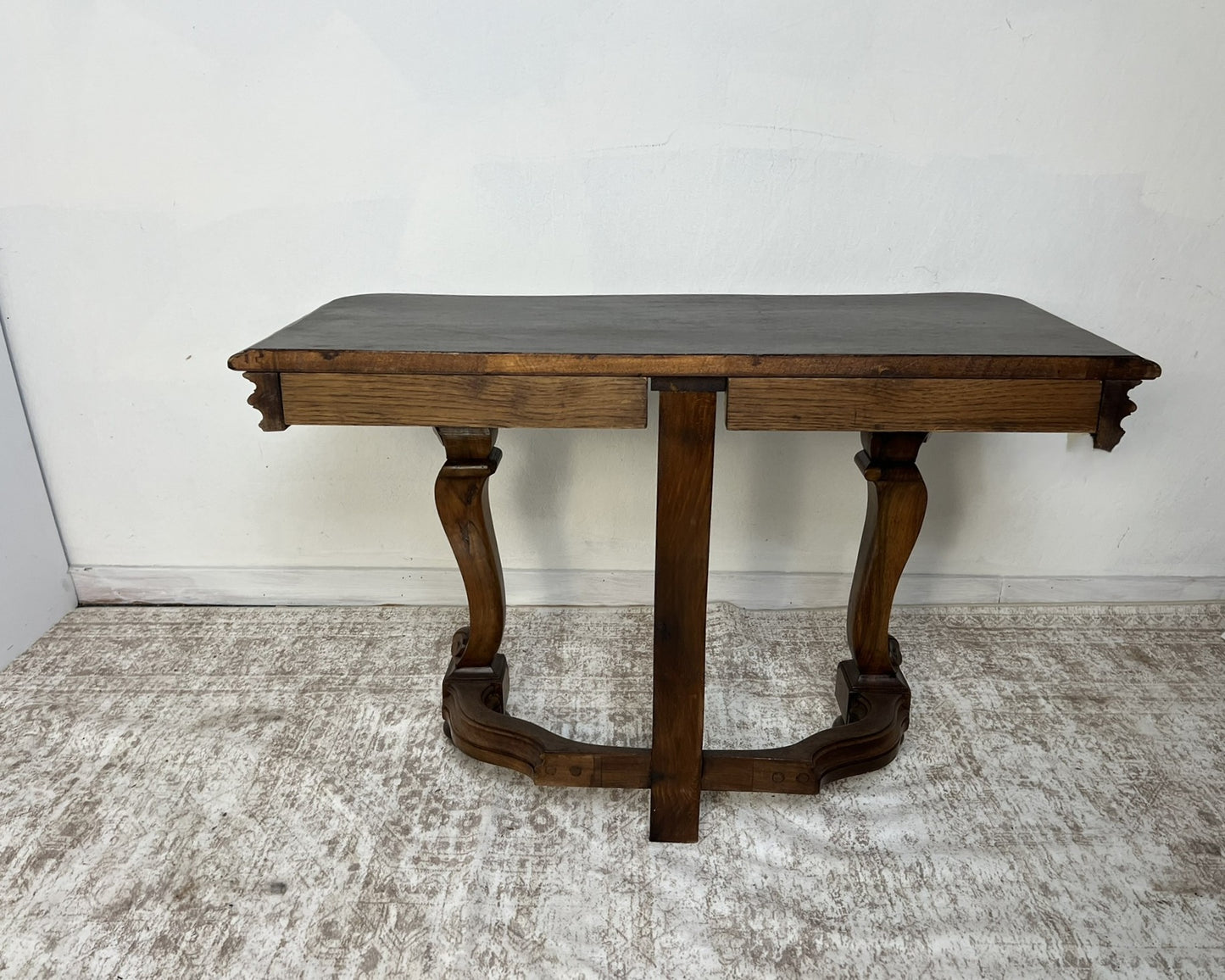 Antique European Walnut Console Table