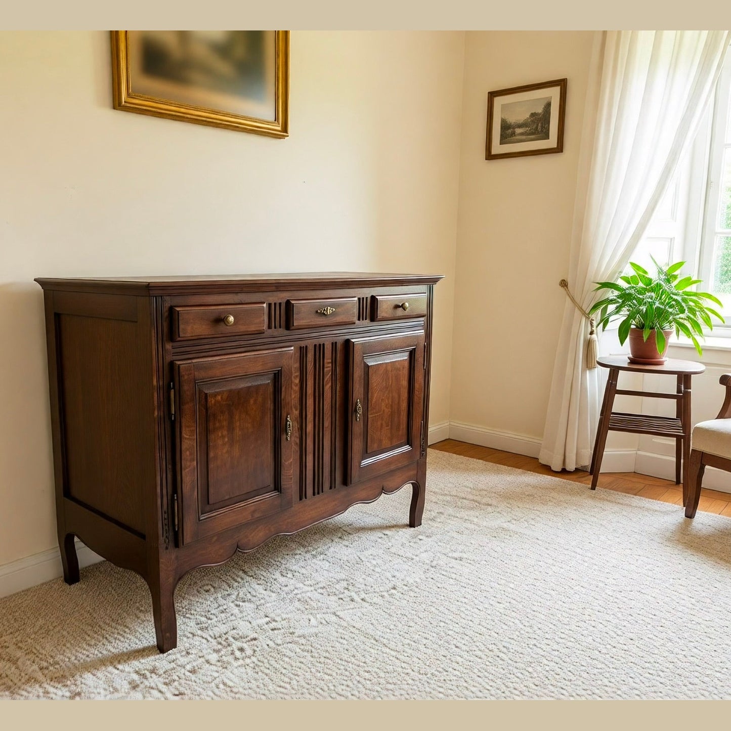 Antique French Oak Provincial Buffet Cabinet, Circa 1900