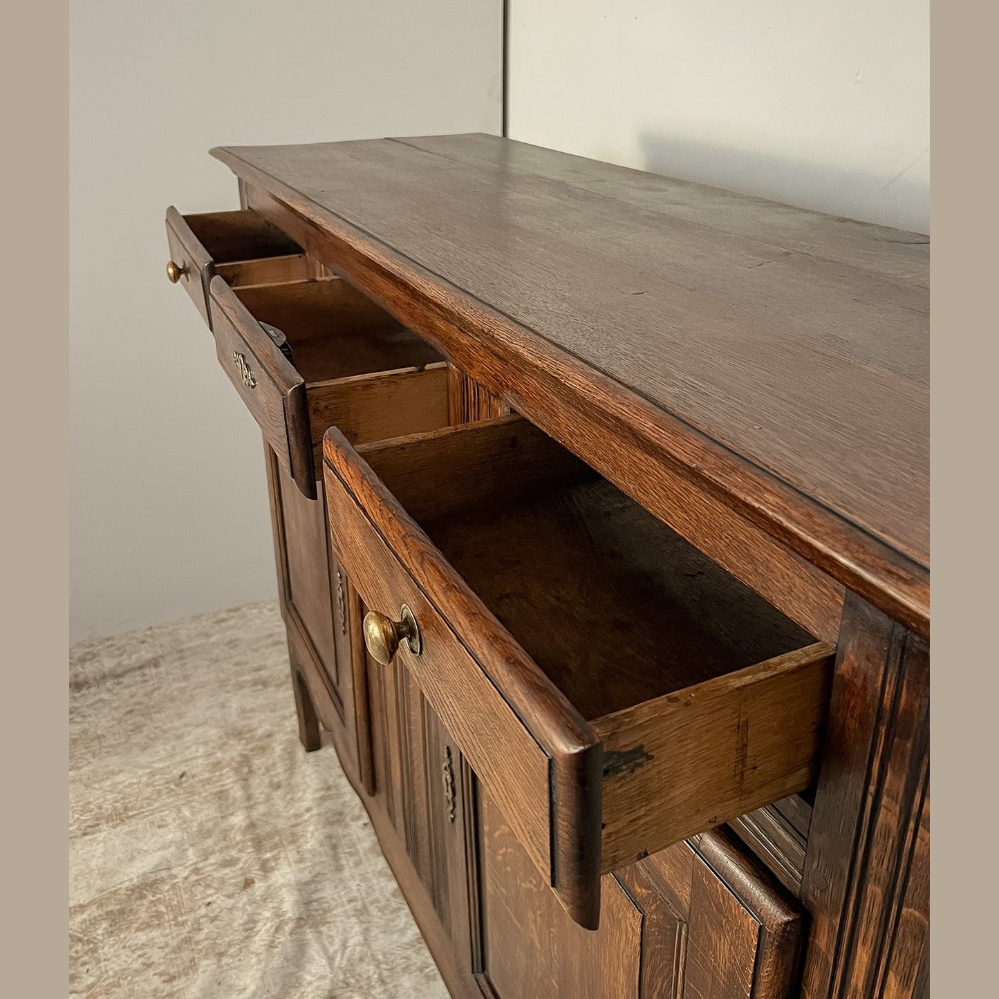 Antique French Oak Provincial Buffet Cabinet, Circa 1900