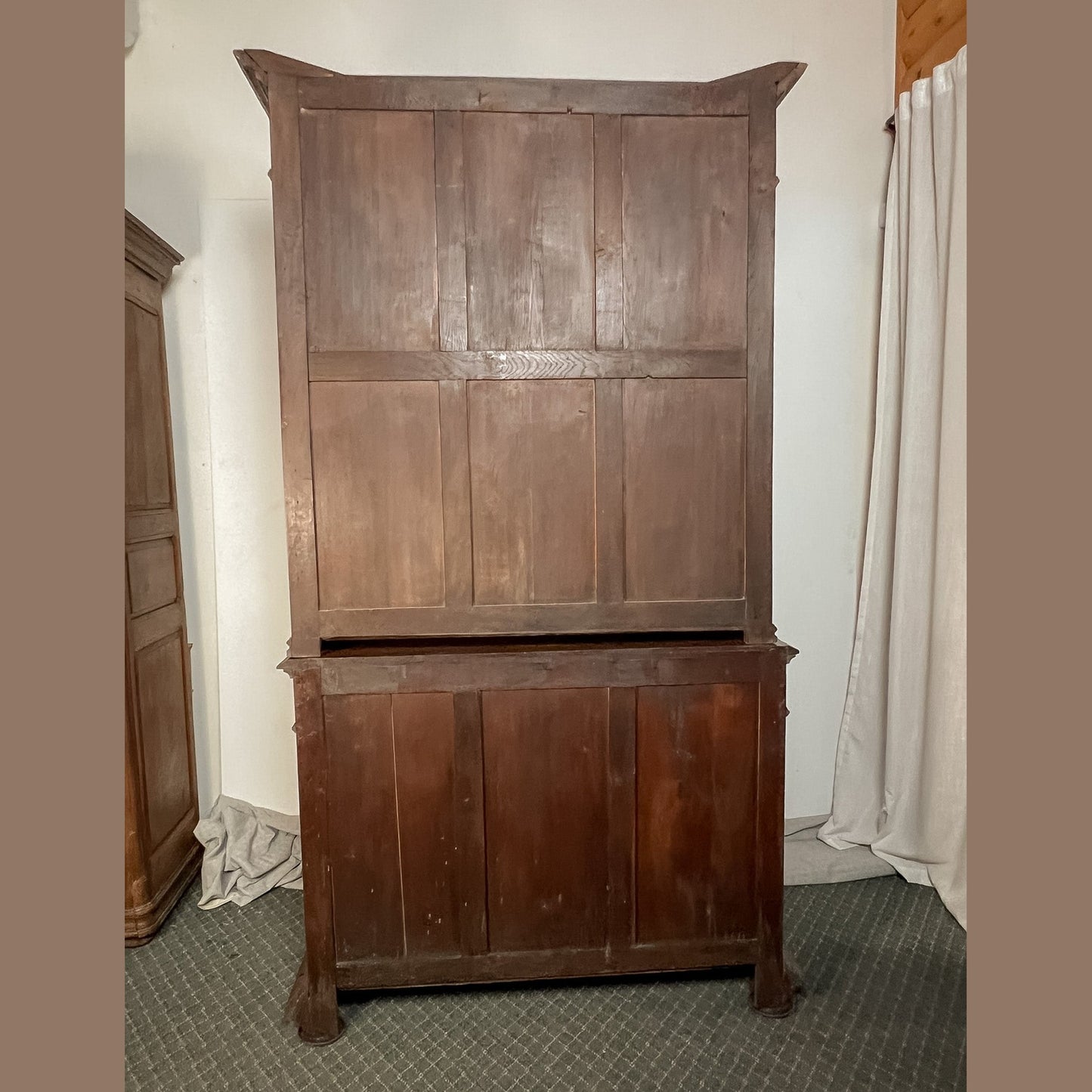 Antique French Normandy Carved Solid Oak Hutch
