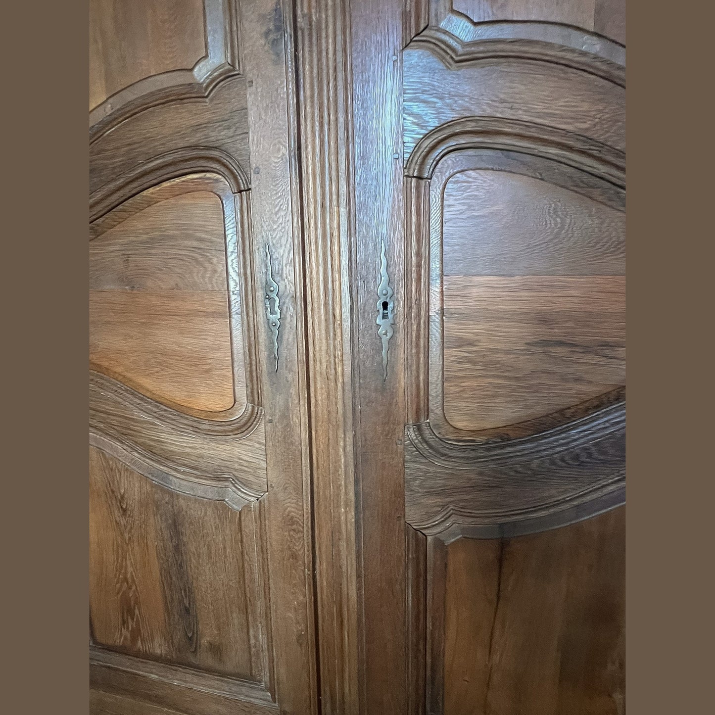 Antique French Provincial Solid Oak Armoire, Late 18th Century