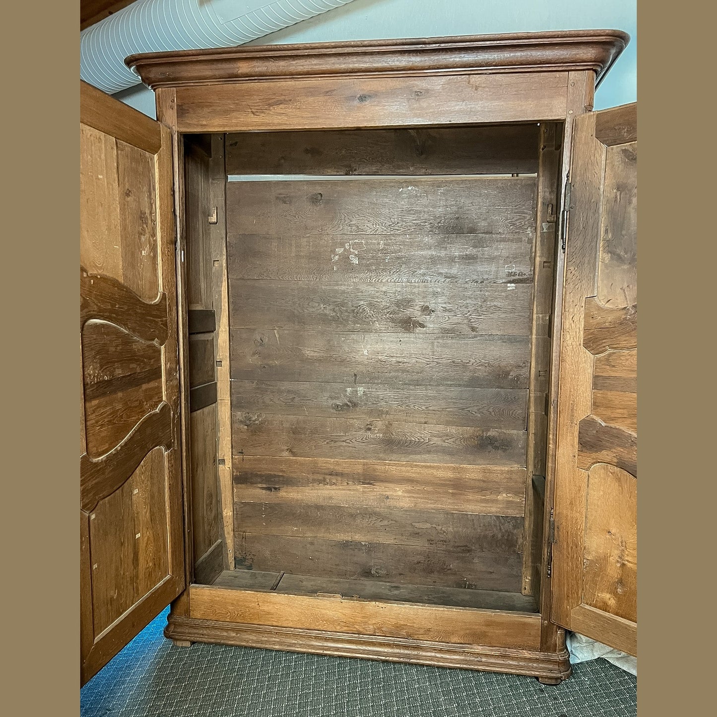 Antique French Provincial Solid Oak Armoire, Late 18th Century